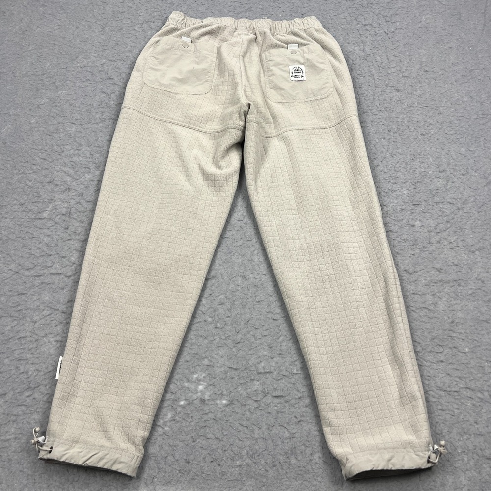 Bearded Goat Joggers Mens Large Tan Grid Fleece Double Knee Drawstring Gym Pants - Picture 10 of 13